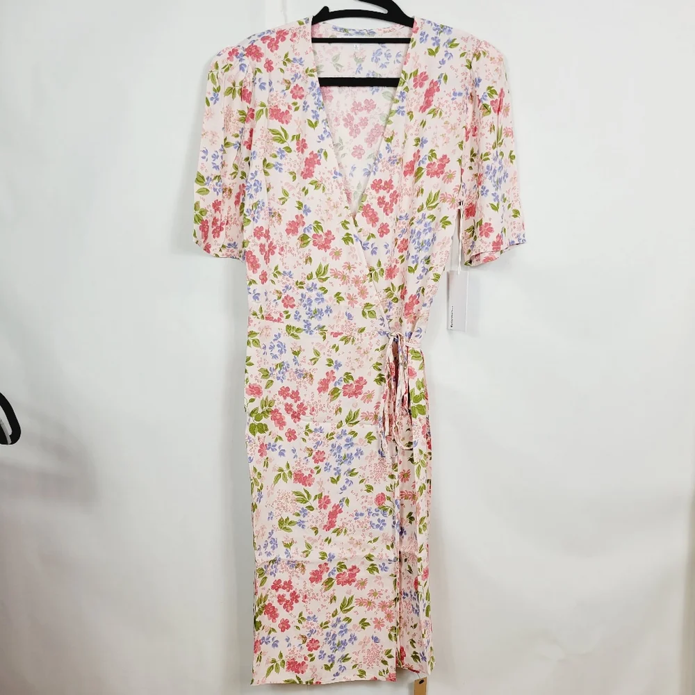Reformation Floral Midi Dress - Pink and Green - Picture 4 of 8